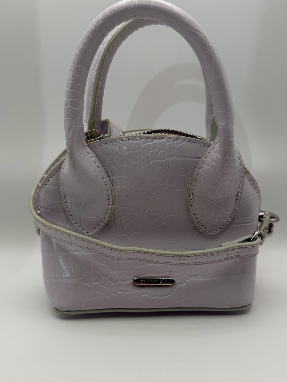 Madden Girl White Croc Mini Dome Satchel Bag With Strap | Y2K Cute Summer Purse